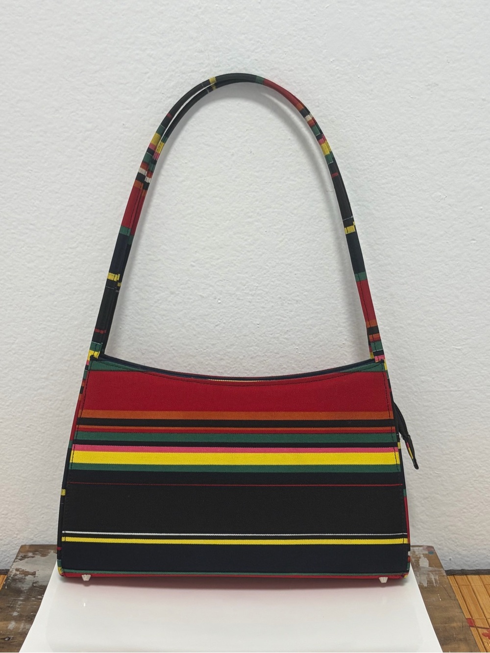 Canvas Stripped Shoulder Bag - Like New